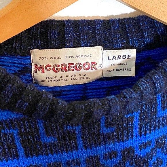 Vintage 70s McGregor Wool Blend Tribal Sweater - Picture 4 of 4
